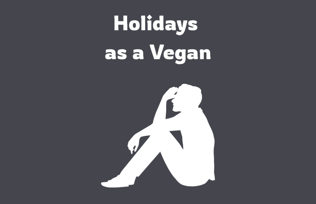 Person sitting, contemplating vegan holidays.
