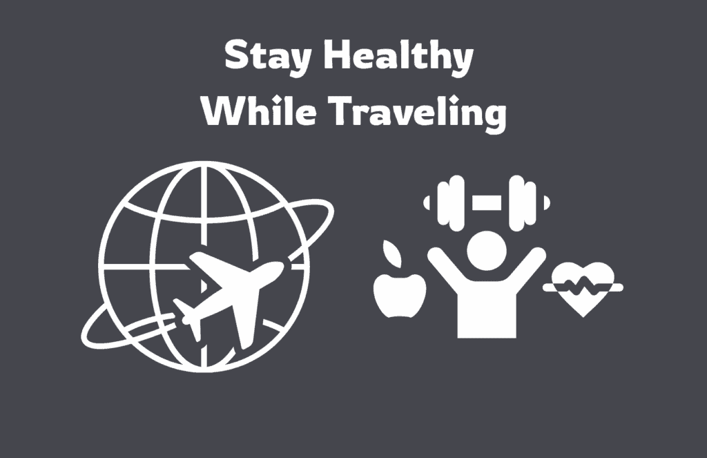 Travel health tips and fitness icons